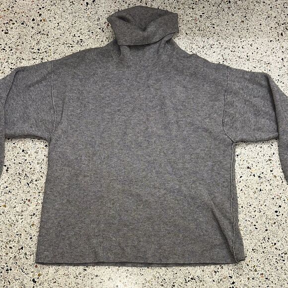 Free People grey gray oversized turtleneck sweater medium m - Picture 1 of 5